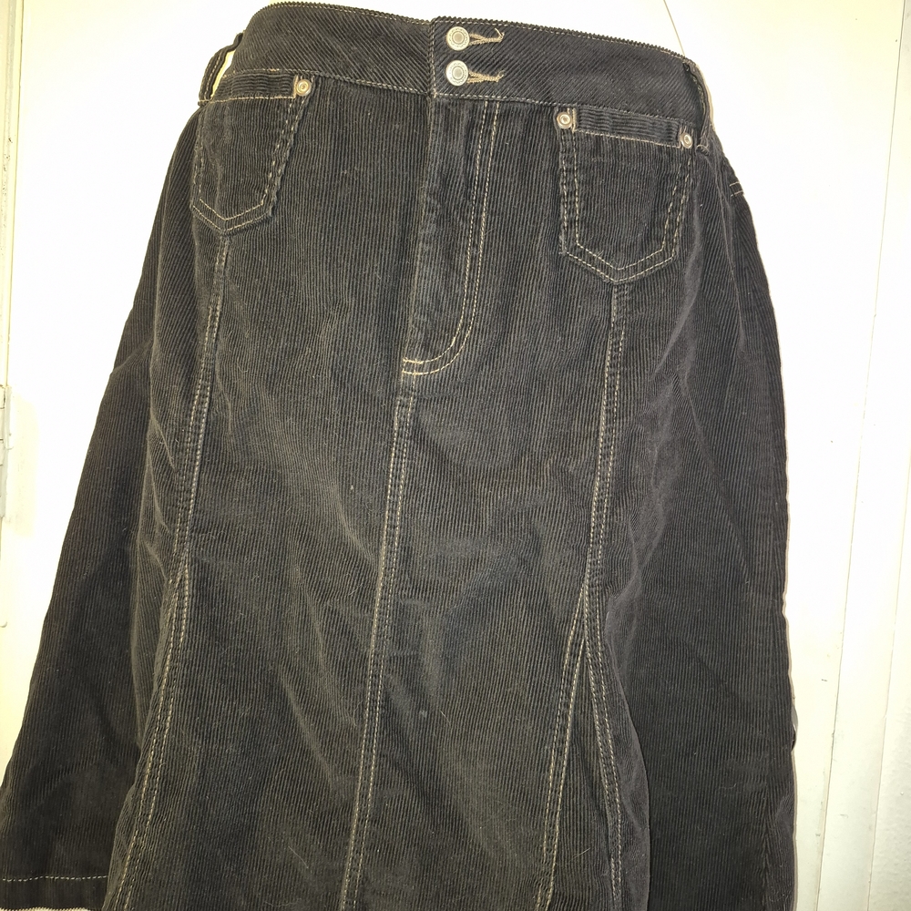 French Cuff Black Denim Skirt - Picture 2 of 5